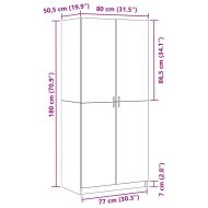 Гардероб с рафт Черния дъб 80 x 50,5 x 180 см Инженерно дърво