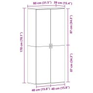 Шкаф за обувки с рафт Бяло 80 x 39 x 178 см Инженерно дърво