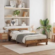 Рамка за легло с LED Старо дърво 120 x 190 cm Инженерно дърво