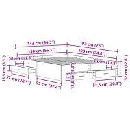 Рамка за легло Черния дъб 140 x 190 cm Инженерно дърво