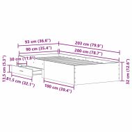Рамка за легло Черния дъб 90 x 200 cm Инженерно дърво