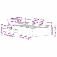 Рамка за легло Черния дъб 90 x 190 cm Инженерно дърво