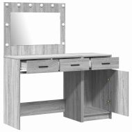 Тоалетка с огледални светлини с врата 2 pcs Сив Инженерно дърво