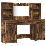 Комплект масичка с LED с рафт 3 pcs Димян дъб Инженерно дърво