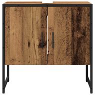 Комплект мебели за баня с врата 2 pcs Кафяво Инженерно дърво