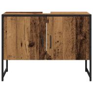 Комплект мебели за баня с врата 2 pcs Кафяво Инженерно дърво