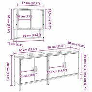 Комплект мебели за баня с рафт 3 pcs Кафяво Инженерно дърво