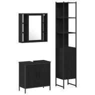 Модулни единици за баня с рафт 3 pcs Черно Инженерно дърво