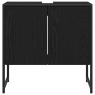 Комплект мебели за баня с рафт 4 pcs Черно Инженерно дърво