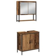 Комплект мебели за баня с врата 4 pcs Кафяво 33 x 33 x 185.5 см