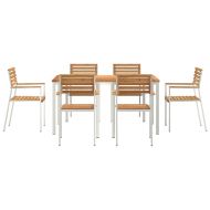 Комплект за хранене в градината 7 pcs Солидно тиково дърво