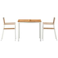 Комплект за хранене на открито 3 pcs Солидно тиково дърво