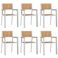 Комплект за хранене на открито 7 pcs Солидно тиково дърво