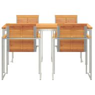 Комплект за хранене в градината 5 pcs Солидно акациево дърво