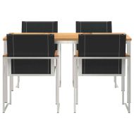 Комплект за хранене в градината 5 pcs Солидно акациево дърво