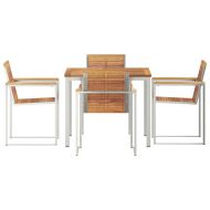 Комплект за хранене в градината 5 pcs Солидно тиково дърво