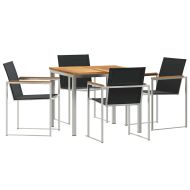 Комплект за хранене в градината 5 pcs Солидно тиково дърво