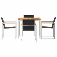 Комплект за хранене в градината 5 pcs Солидно тиково дърво