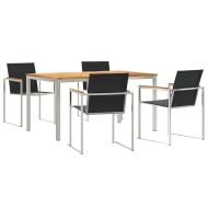 Комплект за хранене в градината 5 pcs Солидно тиково дърво