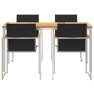 Комплект за хранене в градината 5 pcs Солидно тиково дърво