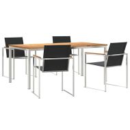 Комплект за хранене в градината 5 pcs Солидно тиково дърво