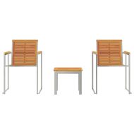 Шезлонг 3 pcs Кафяво Солидно акациево дърво