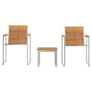 Шезлонг 3 pcs Кафяво Солидно тиково дърво