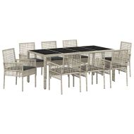 Комплект за хранене в градината 9 pcs Светлосиво полиратан