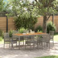 Комплект за хранене в градината 7 pcs Сив полиратан