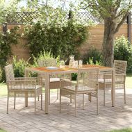 Комплект за хранене в градината 5 pcs Бежово полиратан