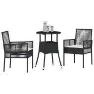 Комплект за хранене в градината 3 pcs Черно полиратан