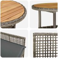 Комплект за хранене в градината 3 pcs Сив полиратан