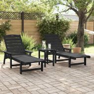 Шезлонг 2 pcs Черно 195,5 x 53 x 98,5 см Полиетилен