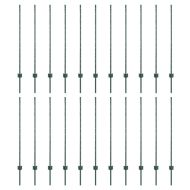 Стълб за ограда. 22 pcs Зелен 160 cm Стомана