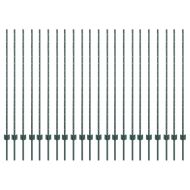 Стълб за ограда. 22 pcs Зелен 180 cm Стомана
