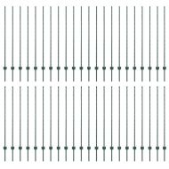 Стълб за ограда. 44 pcs Зелен 180 cm Стомана