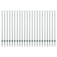 Стълб за ограда. 22 pcs Зелен 200 cm Стомана