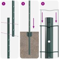 Ограда с пост Зелен 1 x 10 m Стомана и PVC