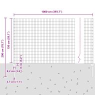 Ограда с пост Зелен 1,5 x 10 m Стомана и PVC
