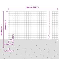 Ограда с пост Сив 1,6 x 10 m Стомана и PVC
