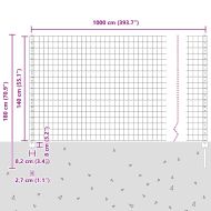 Ограда с пост Сив 1,4 x 10 m Стомана и PVC