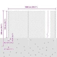Ограда с пост Сребрист 1,5 x 10 m Стомана