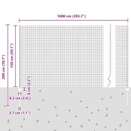 Ограда с пост Сребрист 1,5 x 10 m Стомана
