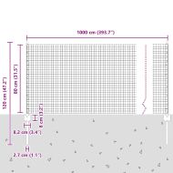 Ограда с пост Сив 0,8 x 10 m Стомана и PVC