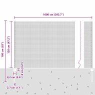 Ограда с пост Сив 1,2 x 10 m Стомана и PVC