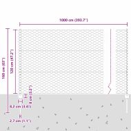 Ограда с пост Сив 1,2 x 10 m Стомана и PVC