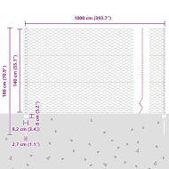 Ограда с пост Сив 1,4 x 10 m Стомана и PVC