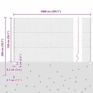 Ограда с пост Сив 1,5 x 10 m Стомана и PVC