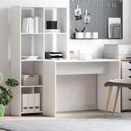 Бюро с рафт Бяло 138,5 x 55 x 143 см Инженерно дърво