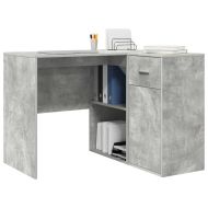 Ъглово бюро с чекмедже с рафт Циментено сиво 102 x 88 x 75 см